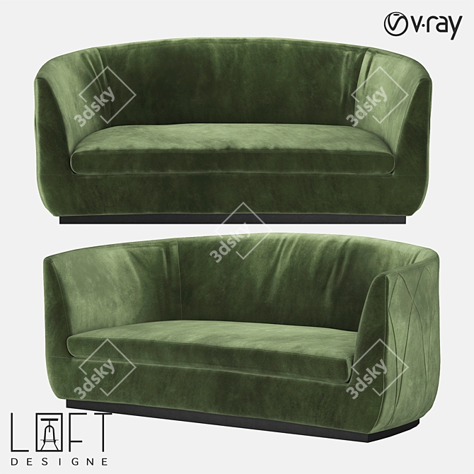 LoftDesign 1689 Wooden Fabric Sofa 3D model image 1