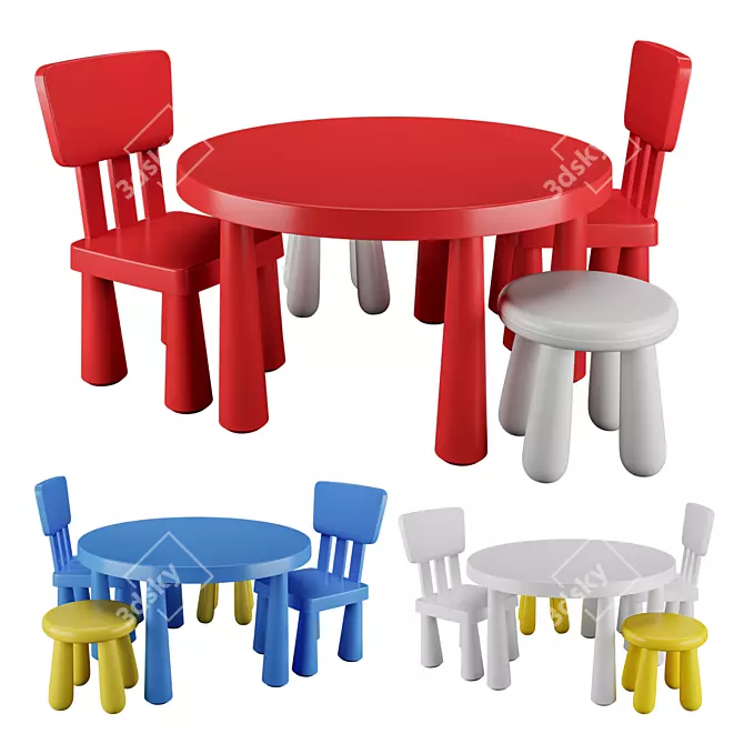 Mammut Kids Chair & Round Table 3D model image 1