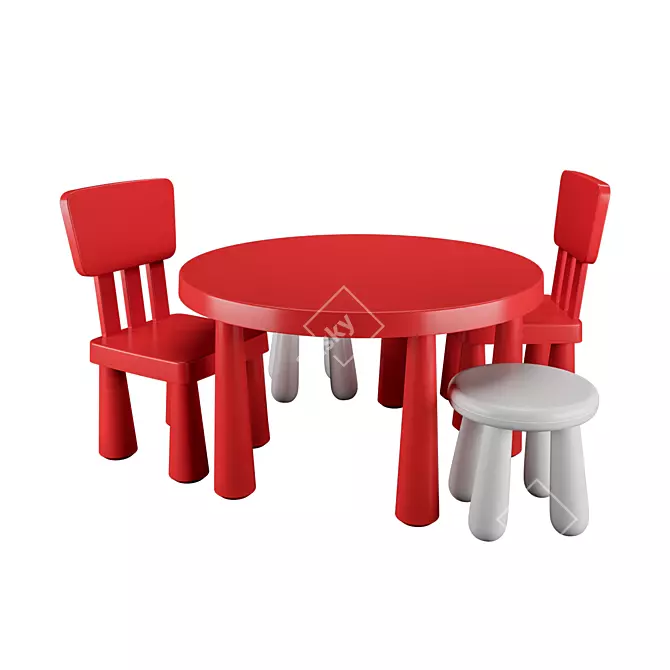 Mammut Kids Chair & Round Table 3D model image 2