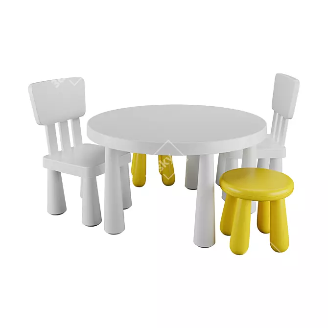 Mammut Kids Chair & Round Table 3D model image 4