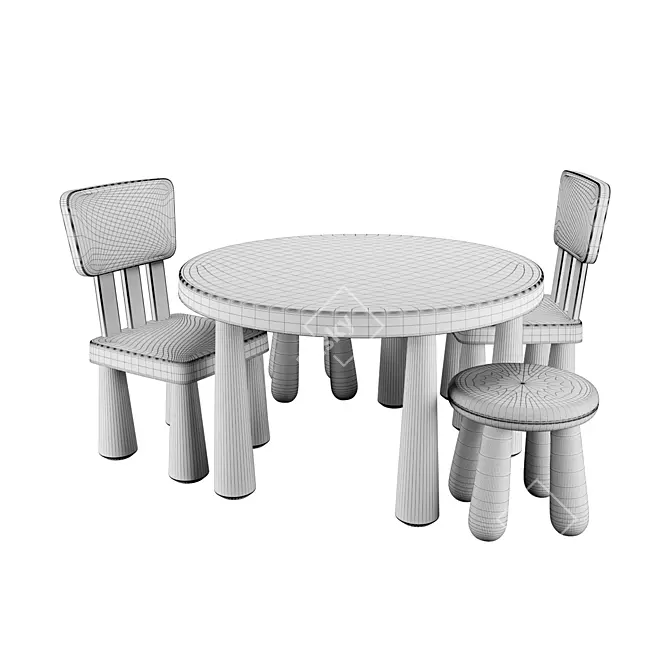 Mammut Kids Chair & Round Table 3D model image 5