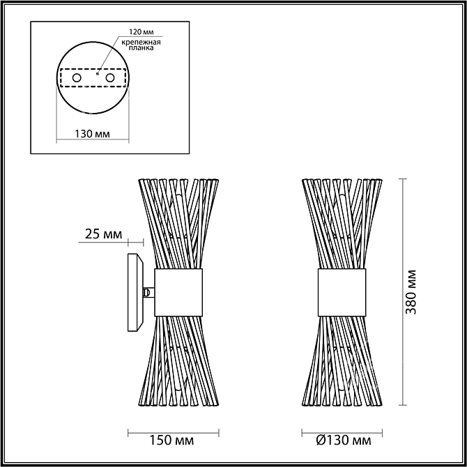 Hall Orta 2-Light Odeon Wall Sconce 3D model image 3