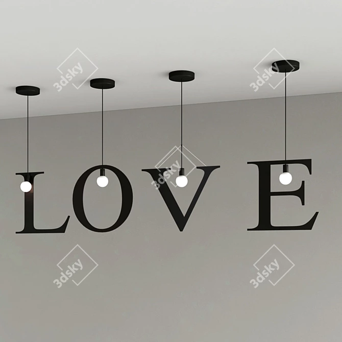 Alphabet Chandelier: English Letters 3D model image 4