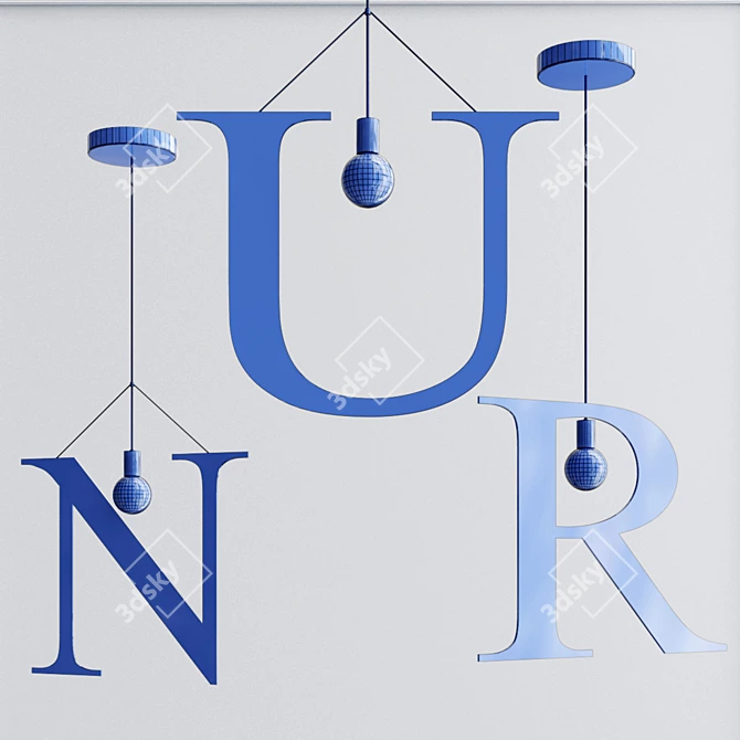 Alphabet Chandelier: English Letters 3D model image 5