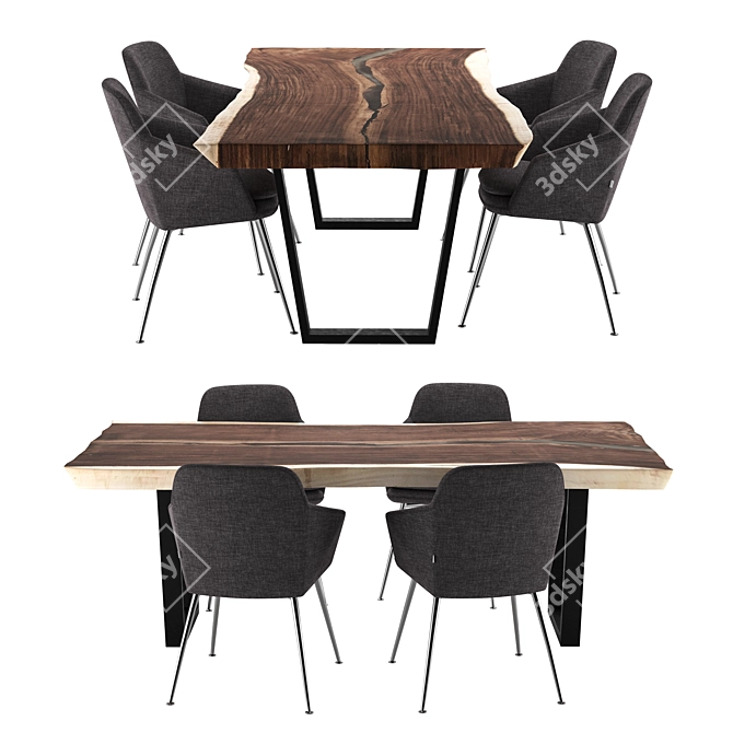 Modern Parota Dining Set: Stylish & Spacious 3D model image 1