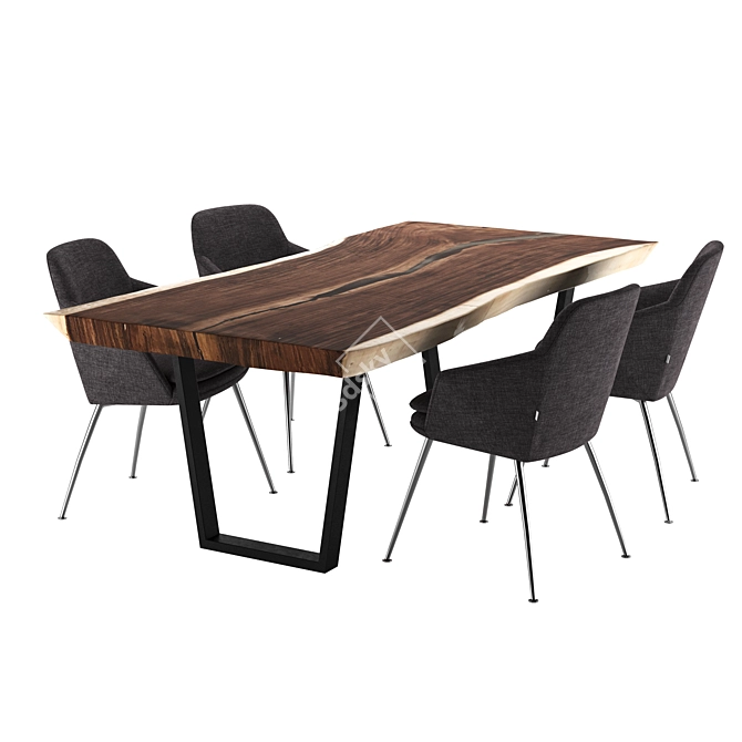 Modern Parota Dining Set: Stylish & Spacious 3D model image 2