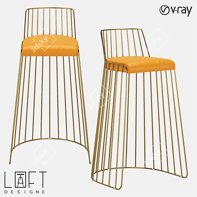 LoftDesigne 35846 Model: Metal and Eco-leather Bar Chair 3D model image 1