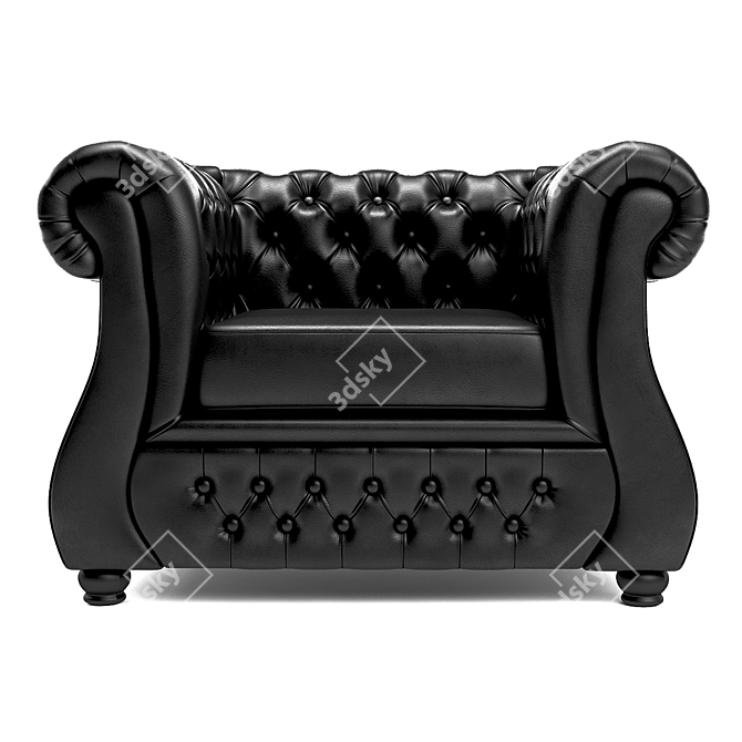 Luxurious Chester Leather Armchair 3D model image 1