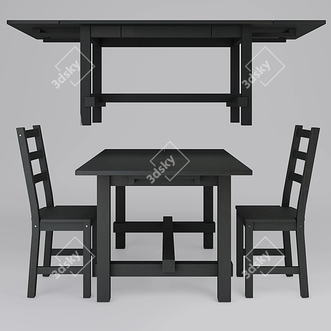 Nordviken: Stylish Pine Dining Set 3D model image 2