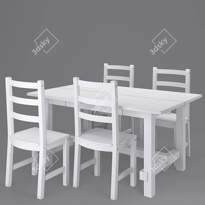 Nordviken: Stylish Pine Dining Set 3D model image 3