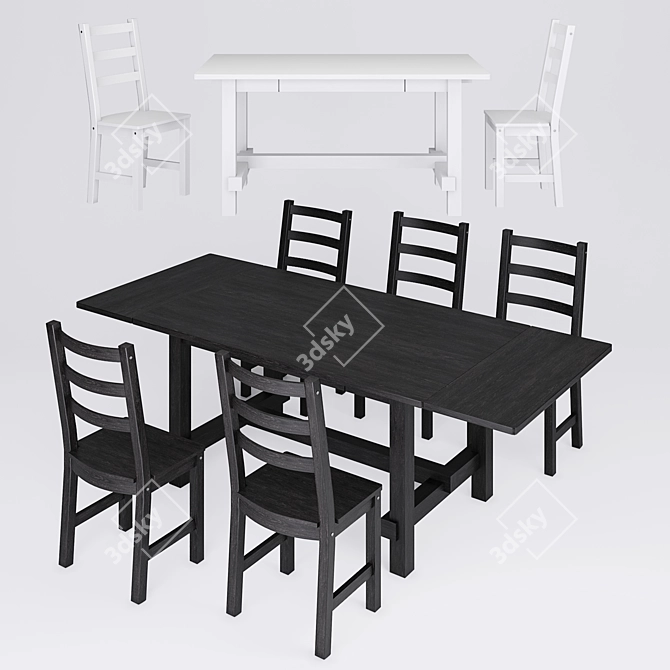 Nordviken: Stylish Pine Dining Set 3D model image 4