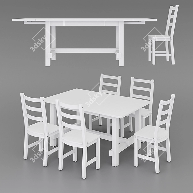 Nordviken: Stylish Pine Dining Set 3D model image 8