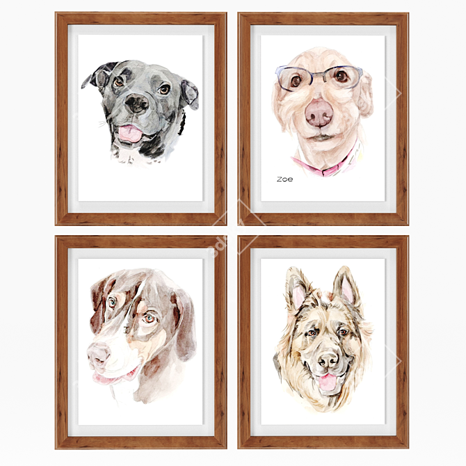 Happy Pet Art: Framed Dog Portrait Collection 3D model image 2