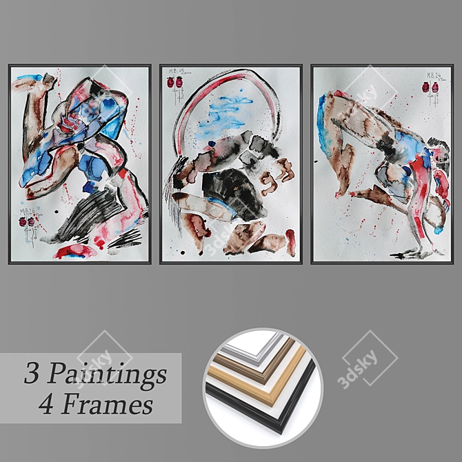 3-Piece Wall Art Set with Multiple Frame Options 3D model image 1