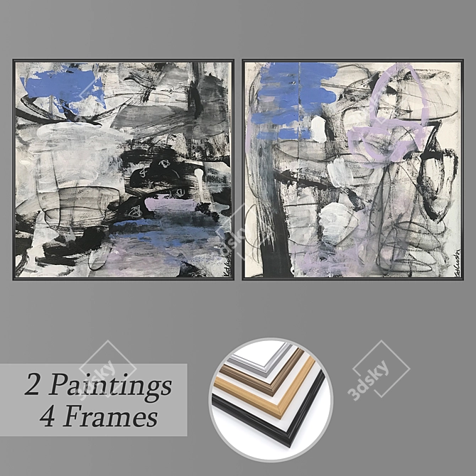 Modern Wall Art Set with Multiple Frame Options 3D model image 1