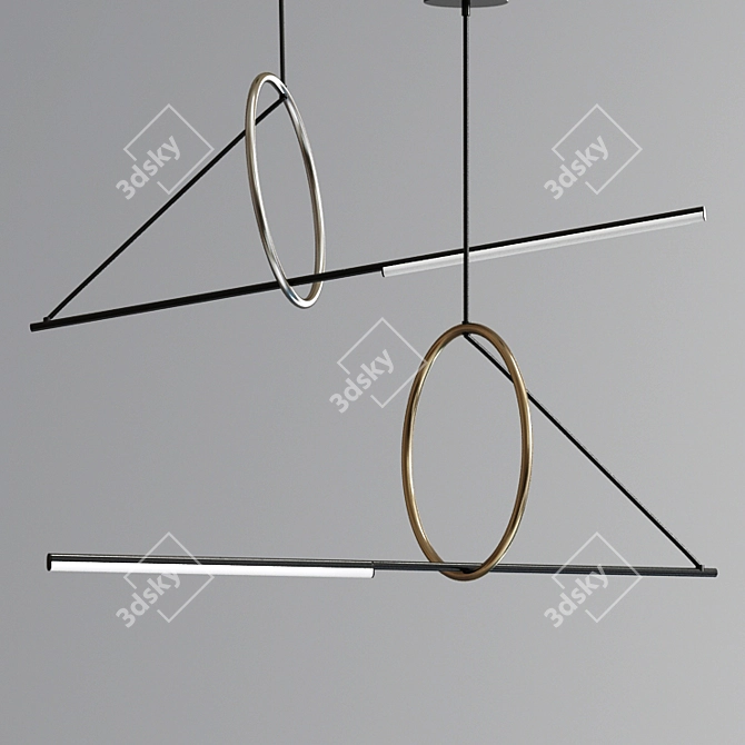 Sleek Halo Pendant Chandelier 3D model image 4