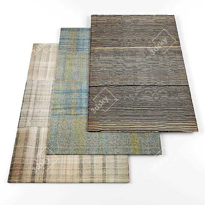 Assorted Carpet Collection: 5 Textured Designs 3D model image 1