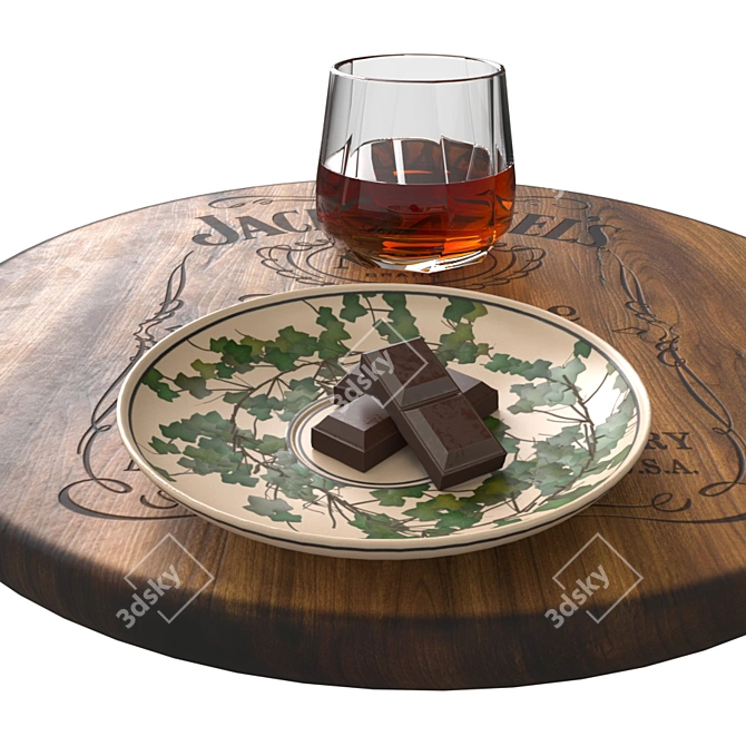 Whiskey Delight: JackDaniels with Almonds & Chocolate 3D model image 4