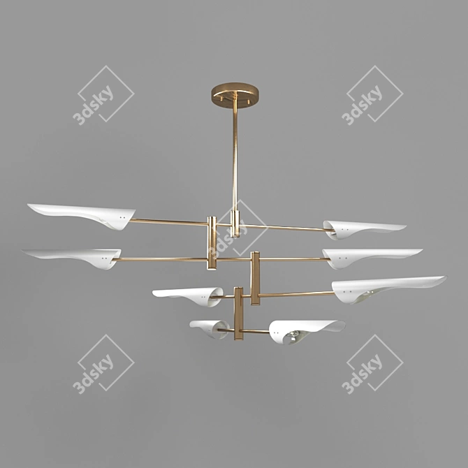 Modern Gold Beam White Pendant Light 3D model image 1