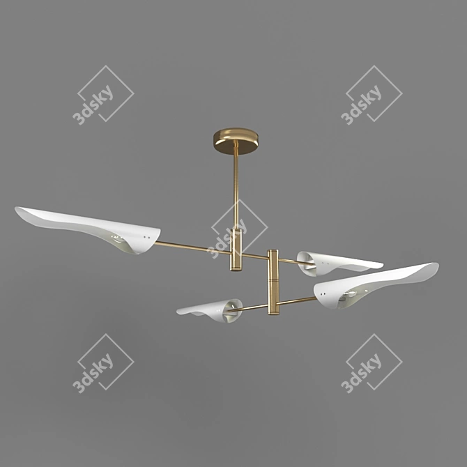 Sleek White Metal Pendant Light 3D model image 1