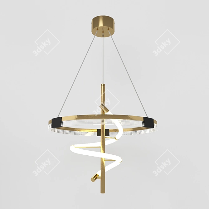 Modern Brass Ring Coil Pendant 3D model image 1