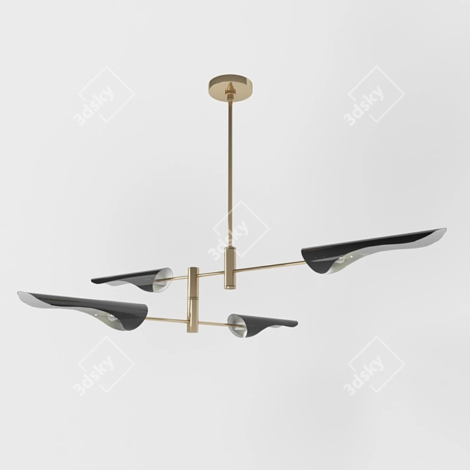 Modern Black Metal Pendant Light 3D model image 1