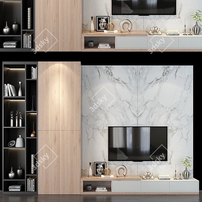 Stylish TV Shelf: 0241 3D model image 1