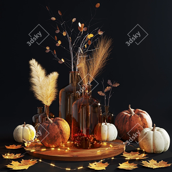 Autumn Harvest Pumpkin Decor Set 3D model image 1