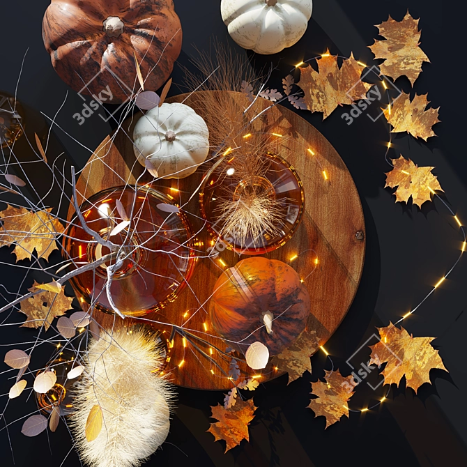 Autumn Harvest Pumpkin Decor Set 3D model image 2