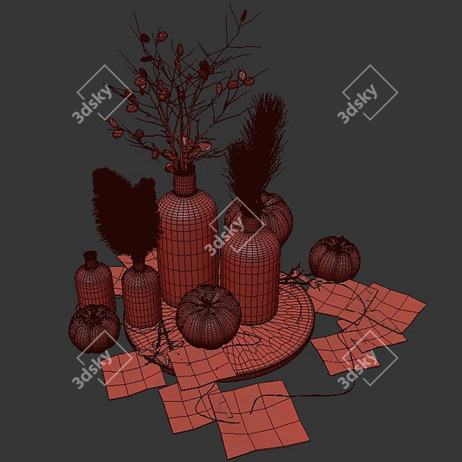 Autumn Harvest Pumpkin Decor Set 3D model image 3