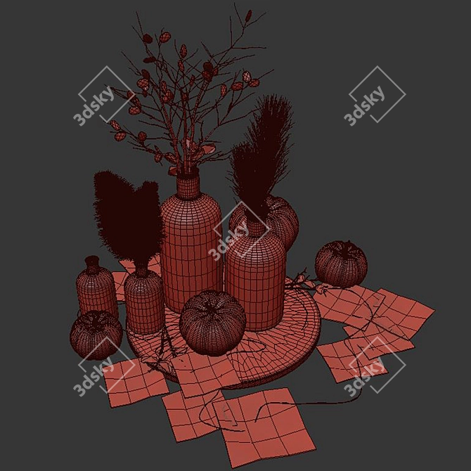 Autumn Harvest Pumpkin Decor Set 3D model image 6