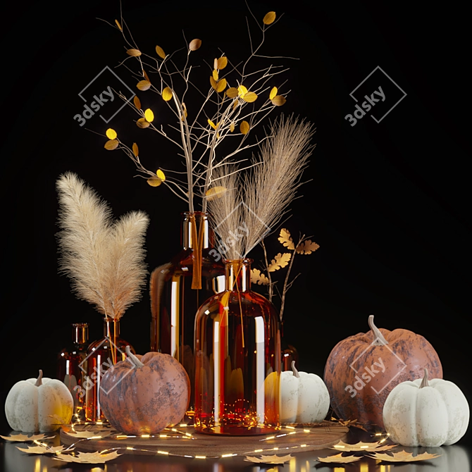 Autumn Harvest Pumpkin Decor Set 3D model image 7