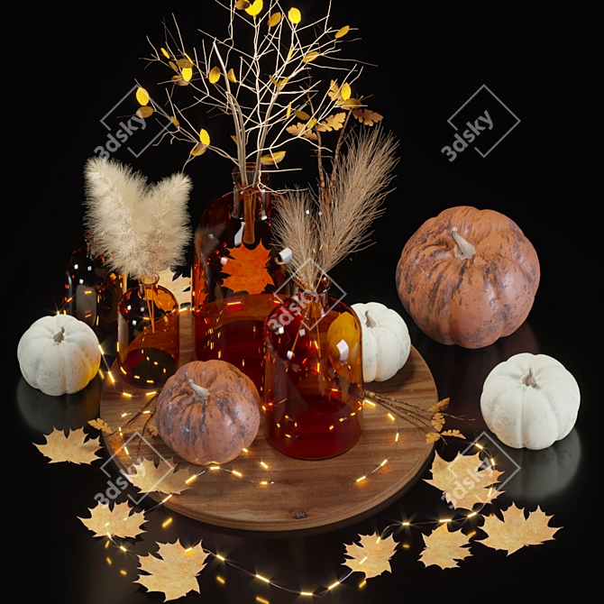 Autumn Harvest Pumpkin Decor Set 3D model image 8