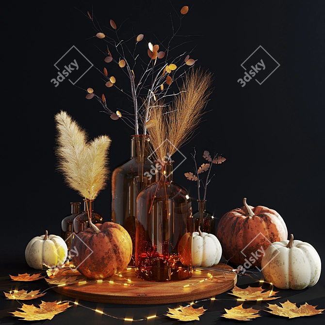 Autumn Harvest Pumpkin Decor Set 3D model image 12