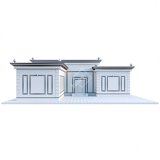 English Style Flat Roof House 3D model image 3