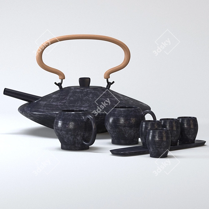 Japanese Style Tea Set - 8 piece 3D model image 1