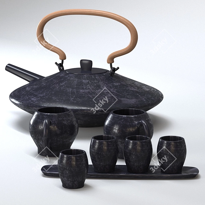 Japanese Style Tea Set - 8 piece 3D model image 2