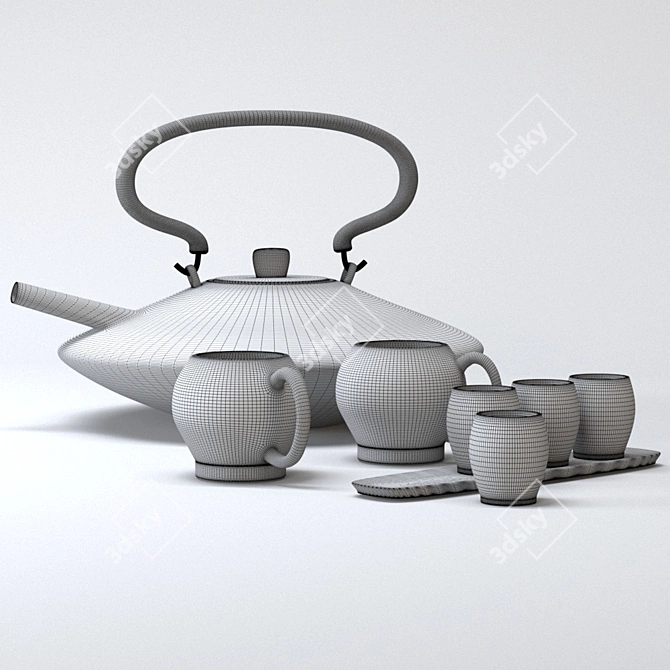 Japanese Style Tea Set - 8 piece 3D model image 5