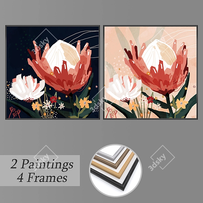 Versatile Set of Wall Paintings 3D model image 1