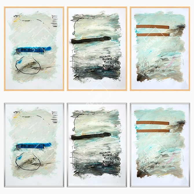 Mixed Media Wall Art Set with Frame Options 3D model image 3