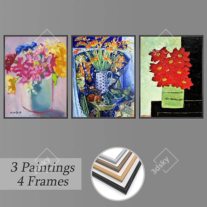 Elegant Wall Art Set 3D model image 1