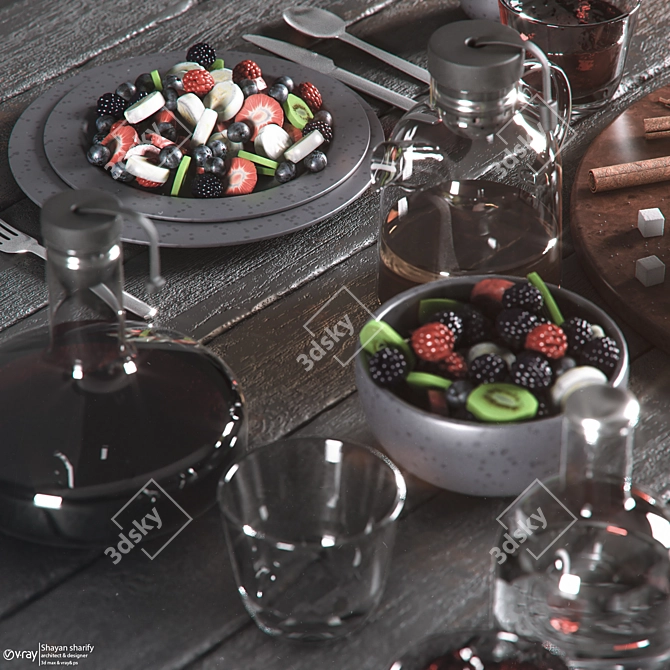 Elegant Black Table Setting 3D model image 5