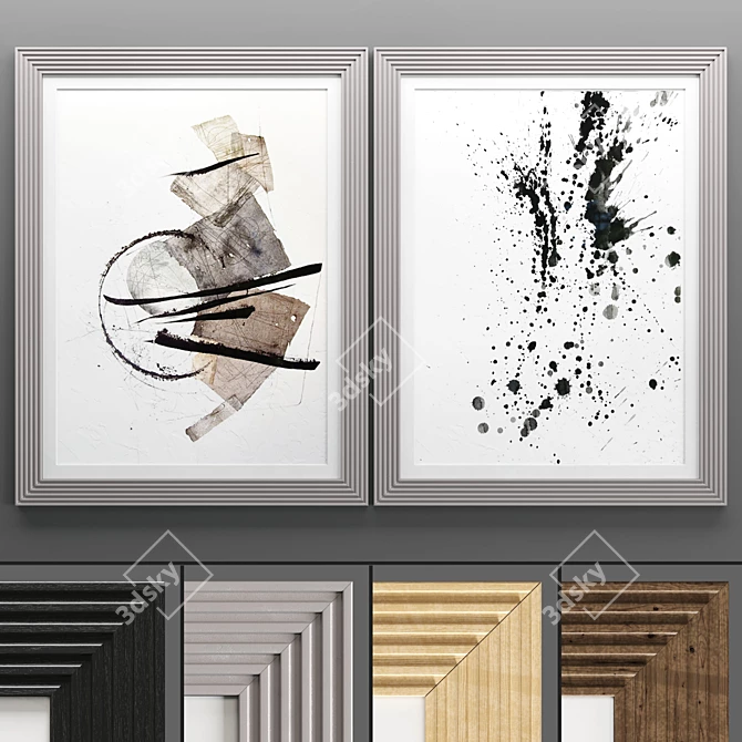Modern Art Frame Set - 2 Frames with Textured Design 3D model image 1