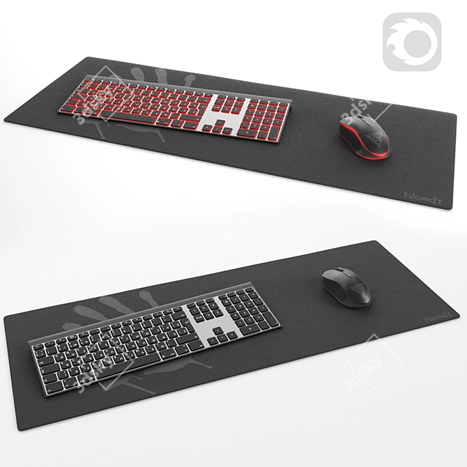 Vibrant Tech Combo: Keyboard, Mouse & Mouse Pad 3D model image 1