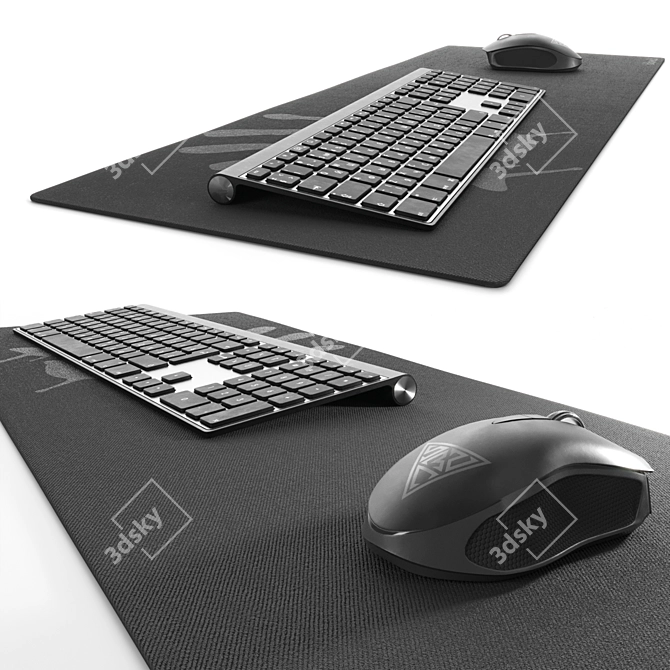 Vibrant Tech Combo: Keyboard, Mouse & Mouse Pad 3D model image 2