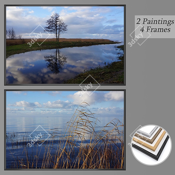 Versatile 2-Piece Wall Art Set 3D model image 1