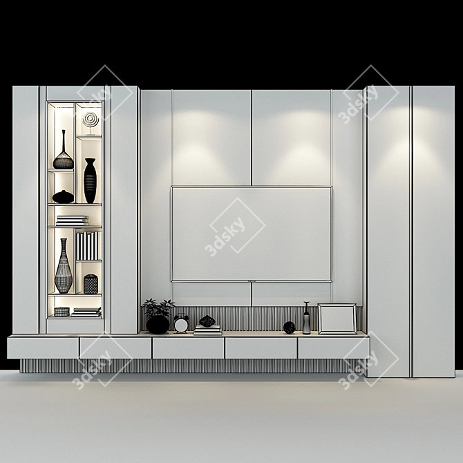 Modern TV Shelf Set: Organize and Display 3D model image 3