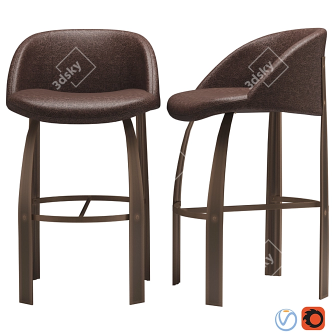 Elevate Your Space With Kelly Wearstler's Cine Barstool 3D model image 1