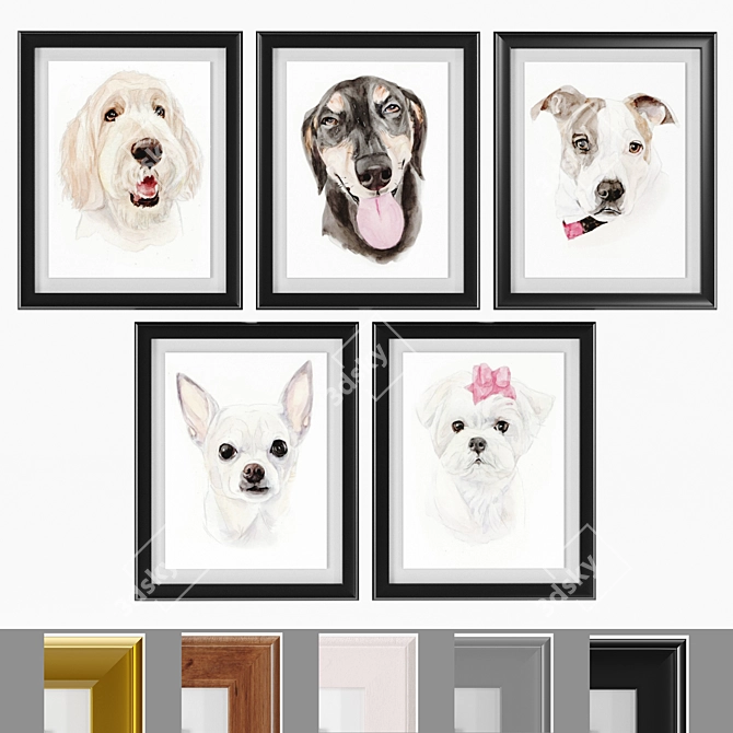 Pet Portrait Framed Art 3D model image 1