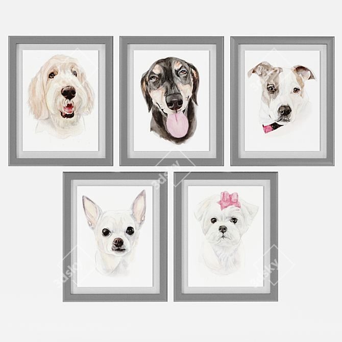 Pet Portrait Framed Art 3D model image 3